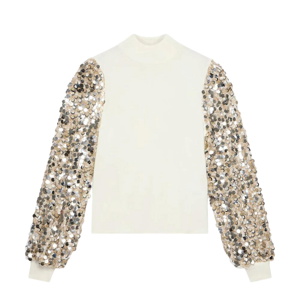 Mint Velvet Cream Sequin Sleeve Jumper